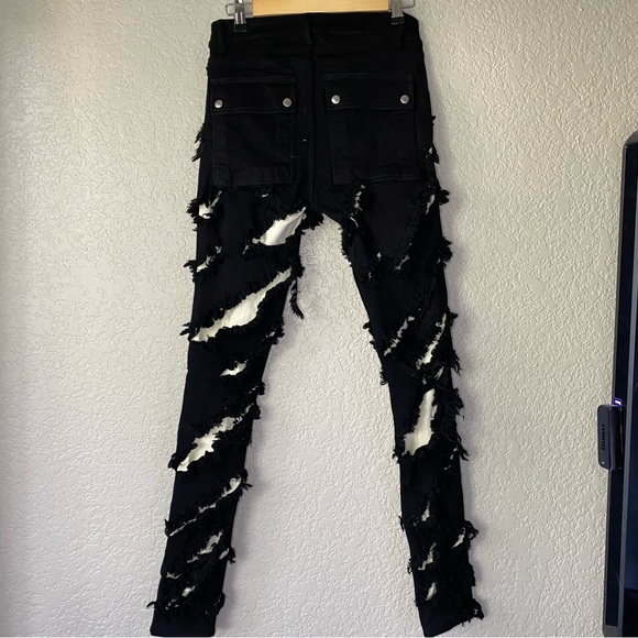 NWOT Rick Owens Black White Distressed Jeans Gethsemane F/W 21 - Picture 7 of 13